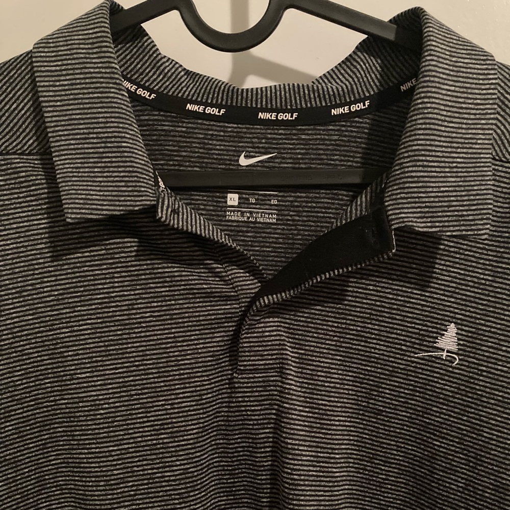 Nike Golf Gray Black Striped Short Sleeve Polo Shirt